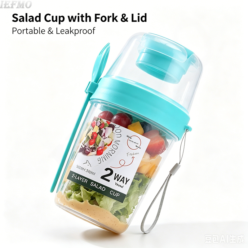 Meal Prep For Weight Loss - On-the-Go Salad Bowl Set with Built-In