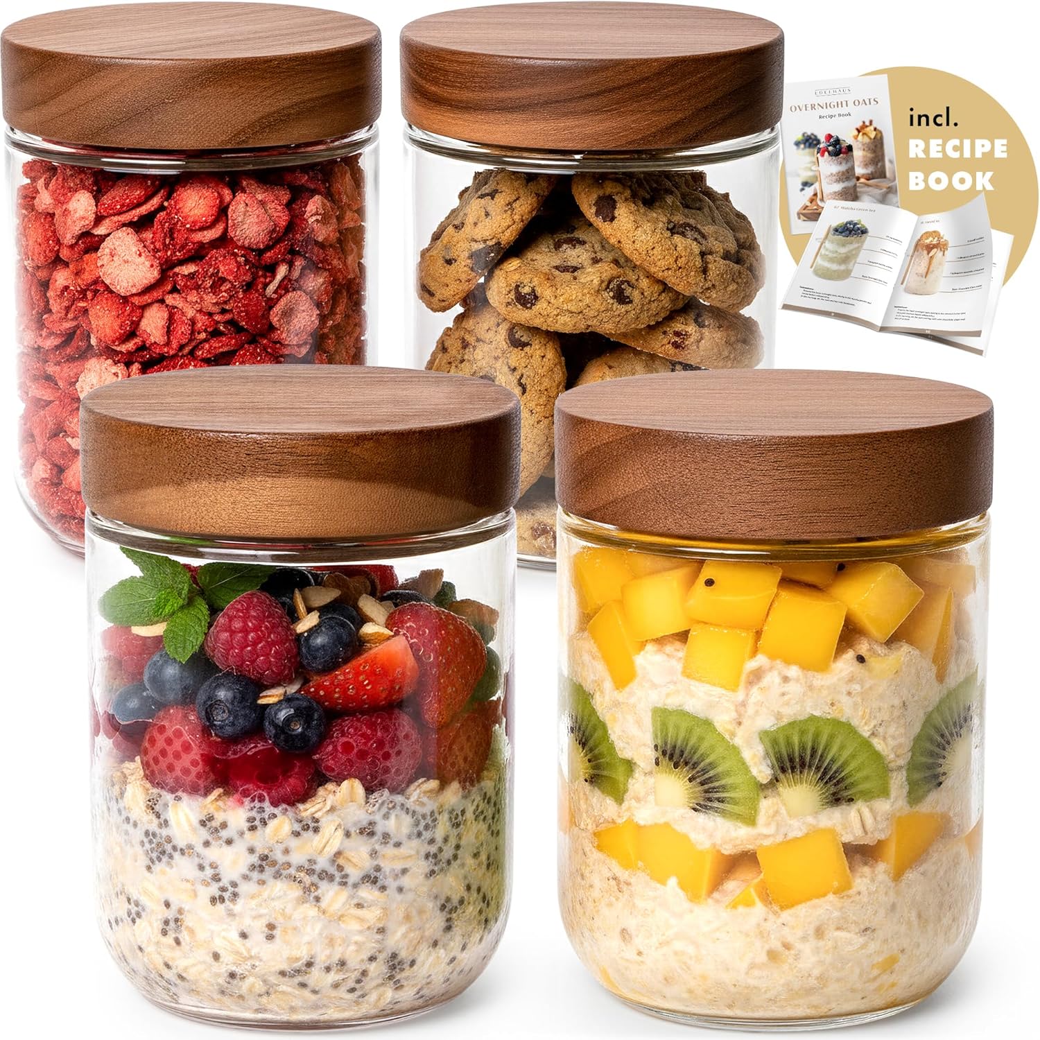 Meal Prep Glass Containers With Lids - Overnight Oats Containers with Lids Acacia