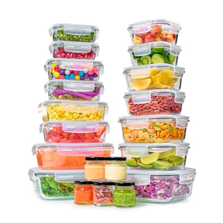 Meal Prep Glass Containers With Lids - 40pc Set Glass Food Storage Containers