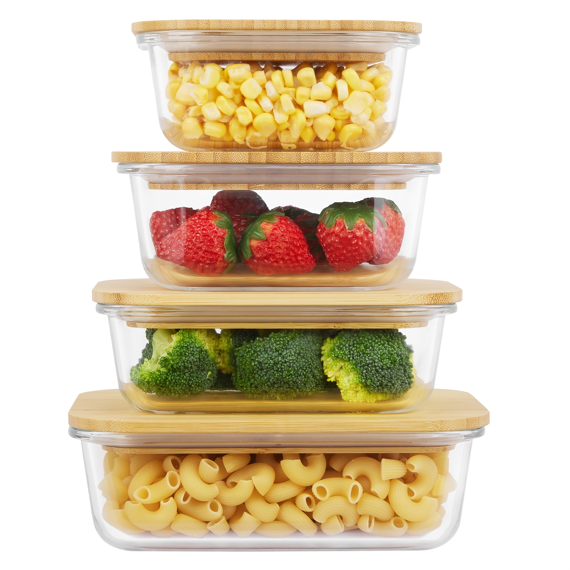 Meal Prep Glass Containers With Lids - 8pcs(4pcs Containers And 4pcs Lids) Food