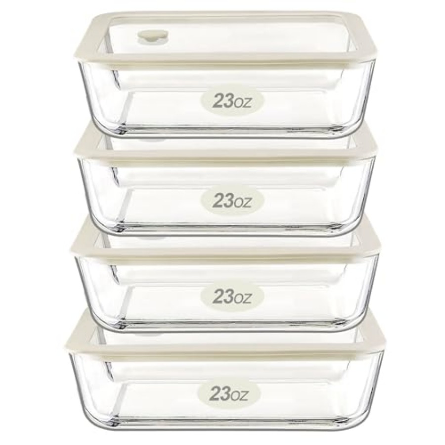 Meal Prep Glass Containers With Lids - Glass Food Container Set with Glass