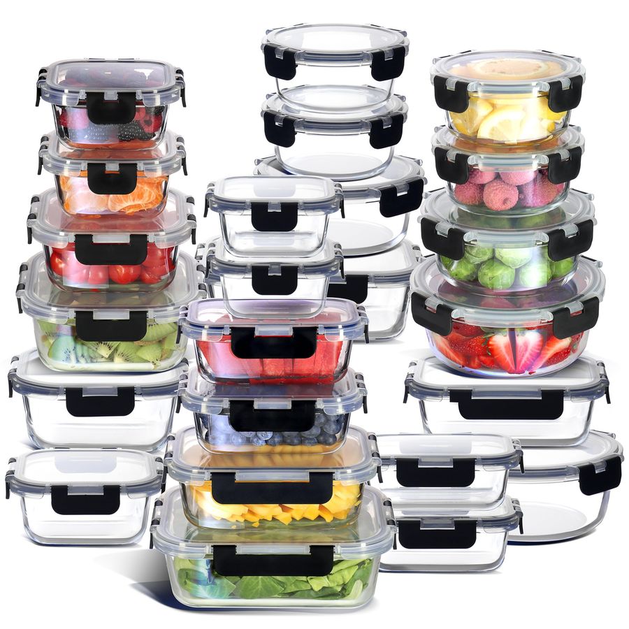 Meal Prep Glass Containers With Lids - 48pc Glass Storage Containers with Lids,