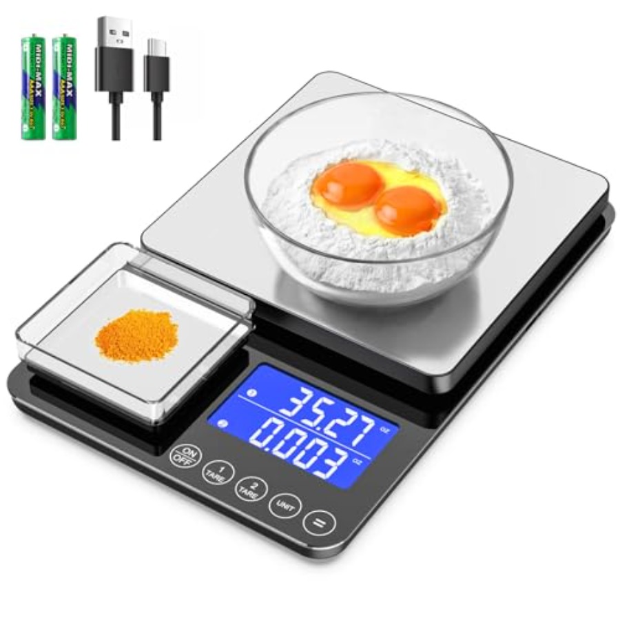 Meal Prep For Weight Loss - 0.001oz/33lb Kitchen Scale, Dual Platform Food