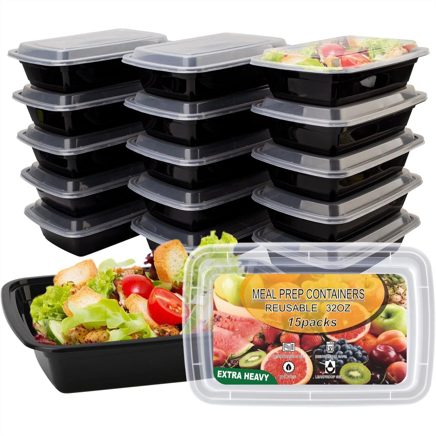 Meal Prep Weekly - 32oz Meal Prep Containers 15 Pack,