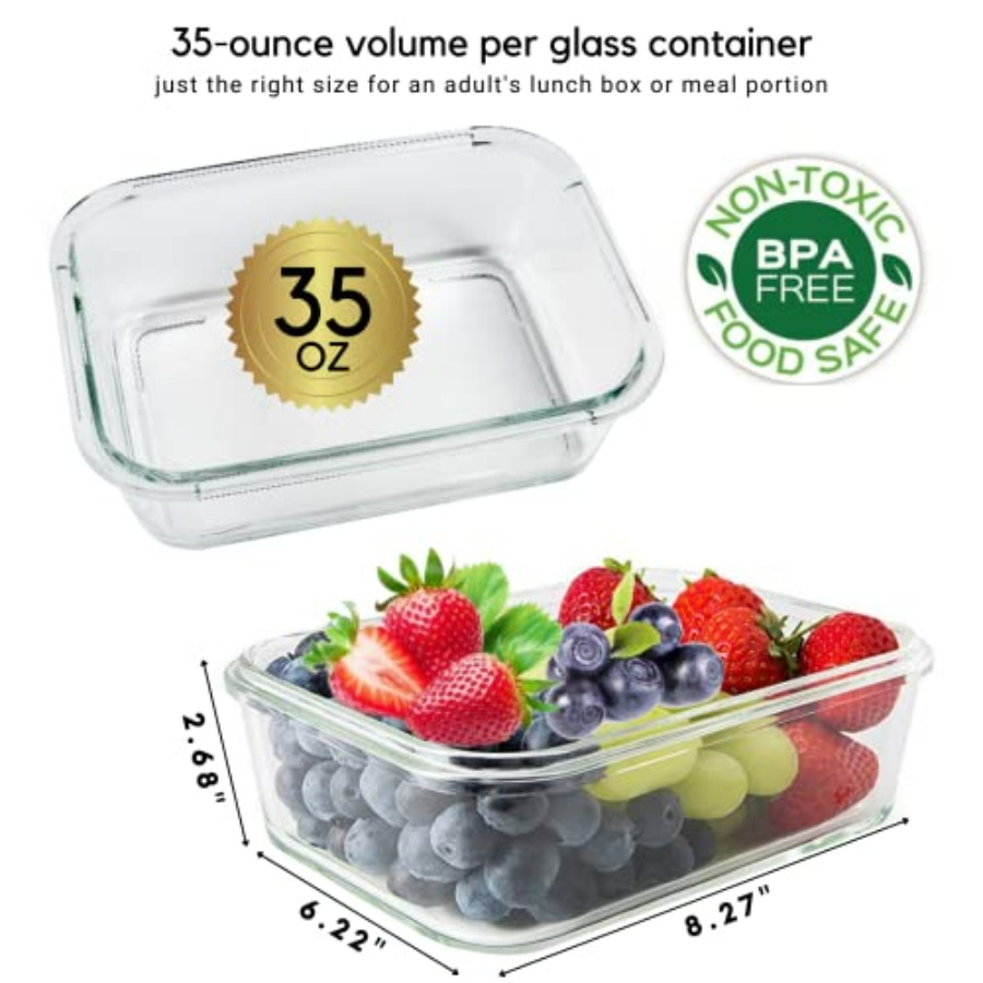 Glass Meal Prep Containers: 5  - Meal Prep Glass Containers With Lids reseña y precio
