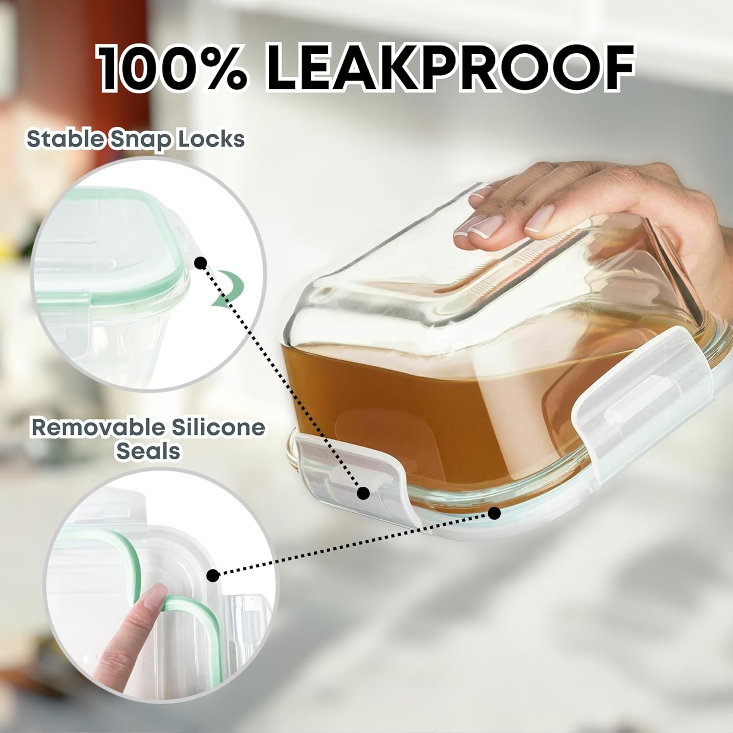 6 PC Square Glass Food Storage - Meal Prep Glass Containers With Lids reseña y precio