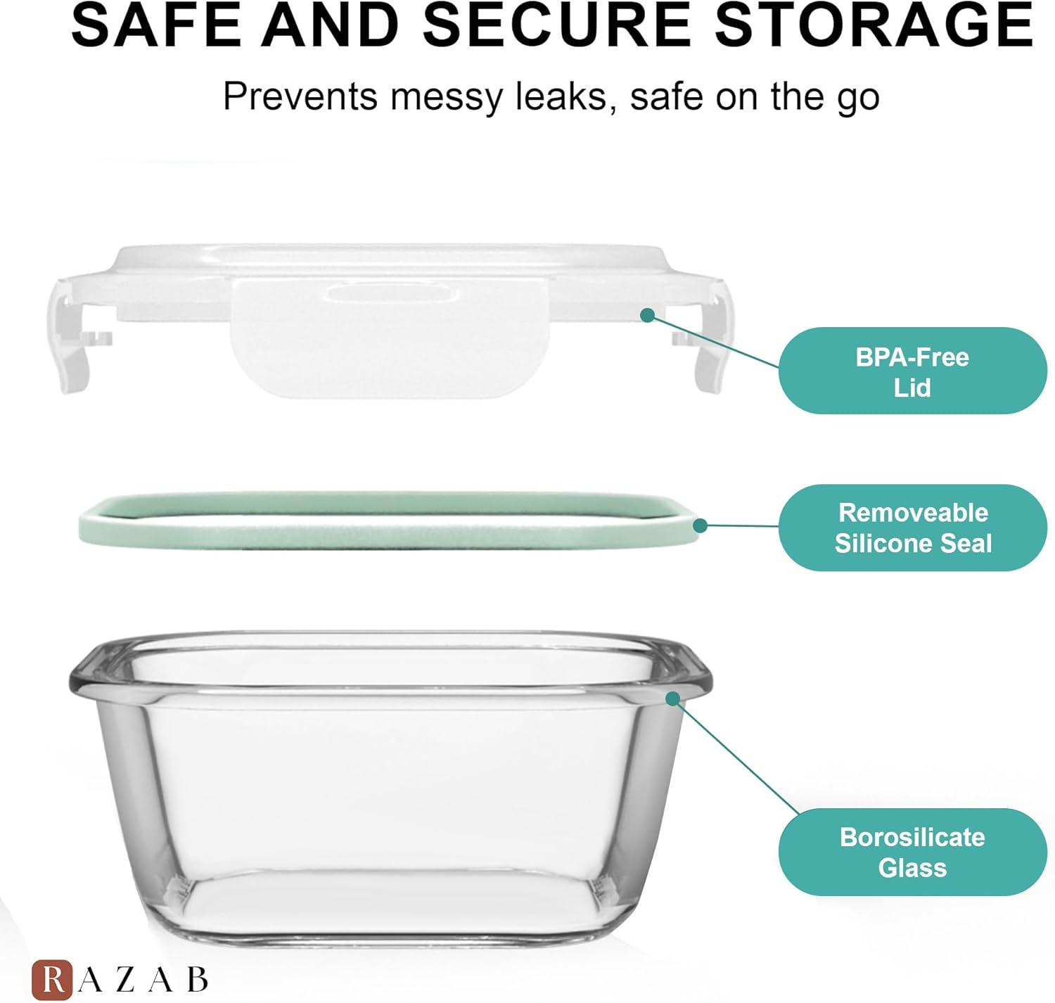 6 PC Square Glass Food Storage - Meal Prep Glass Containers With Lids reseña y precio