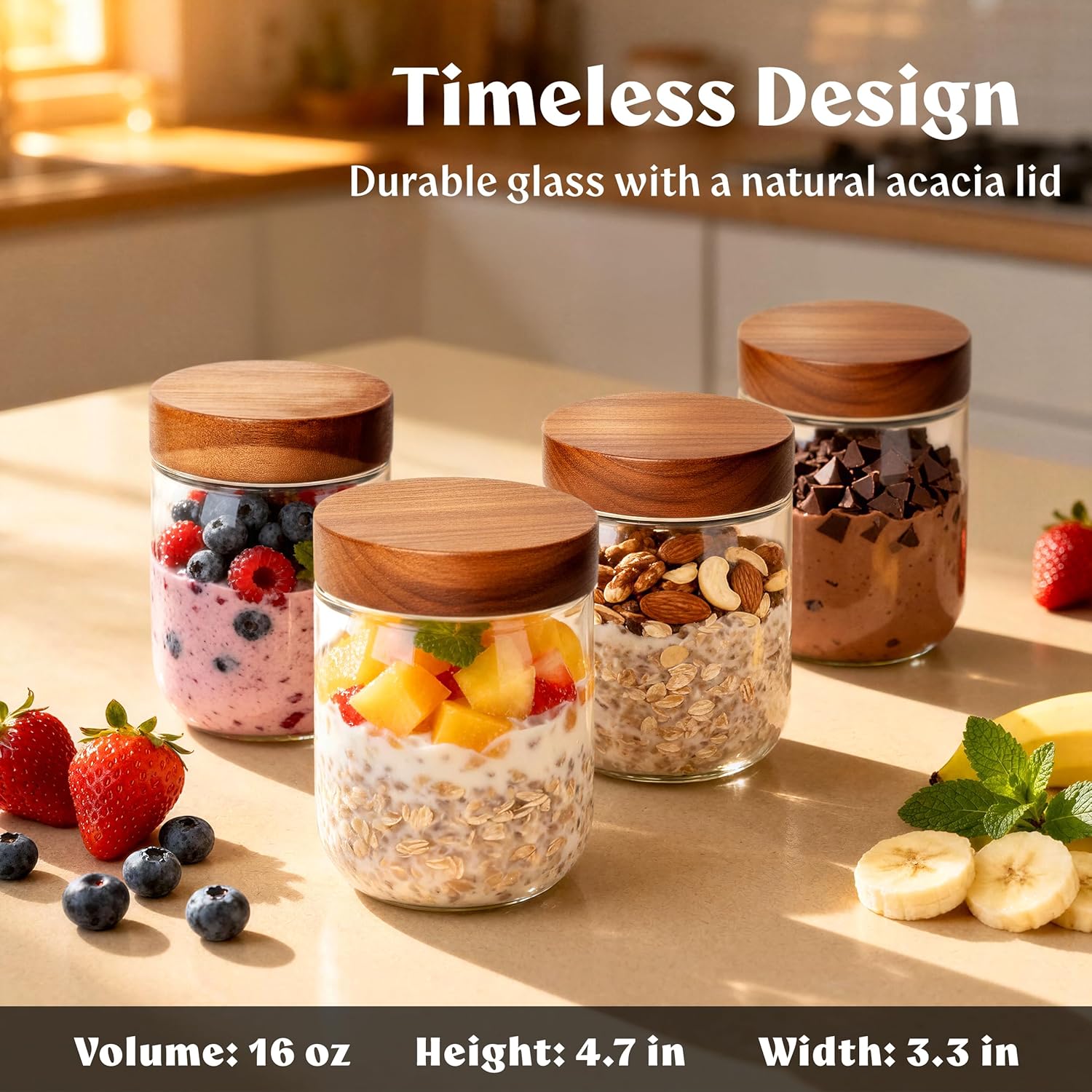 Overnight Oats Containers with - Meal Prep Glass Containers With Lids reseña y precio