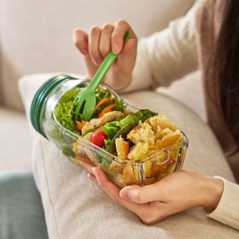 Salad Pod Salad Jars with Lids - Meal Prep Glass Containers With Lids reseña y precio