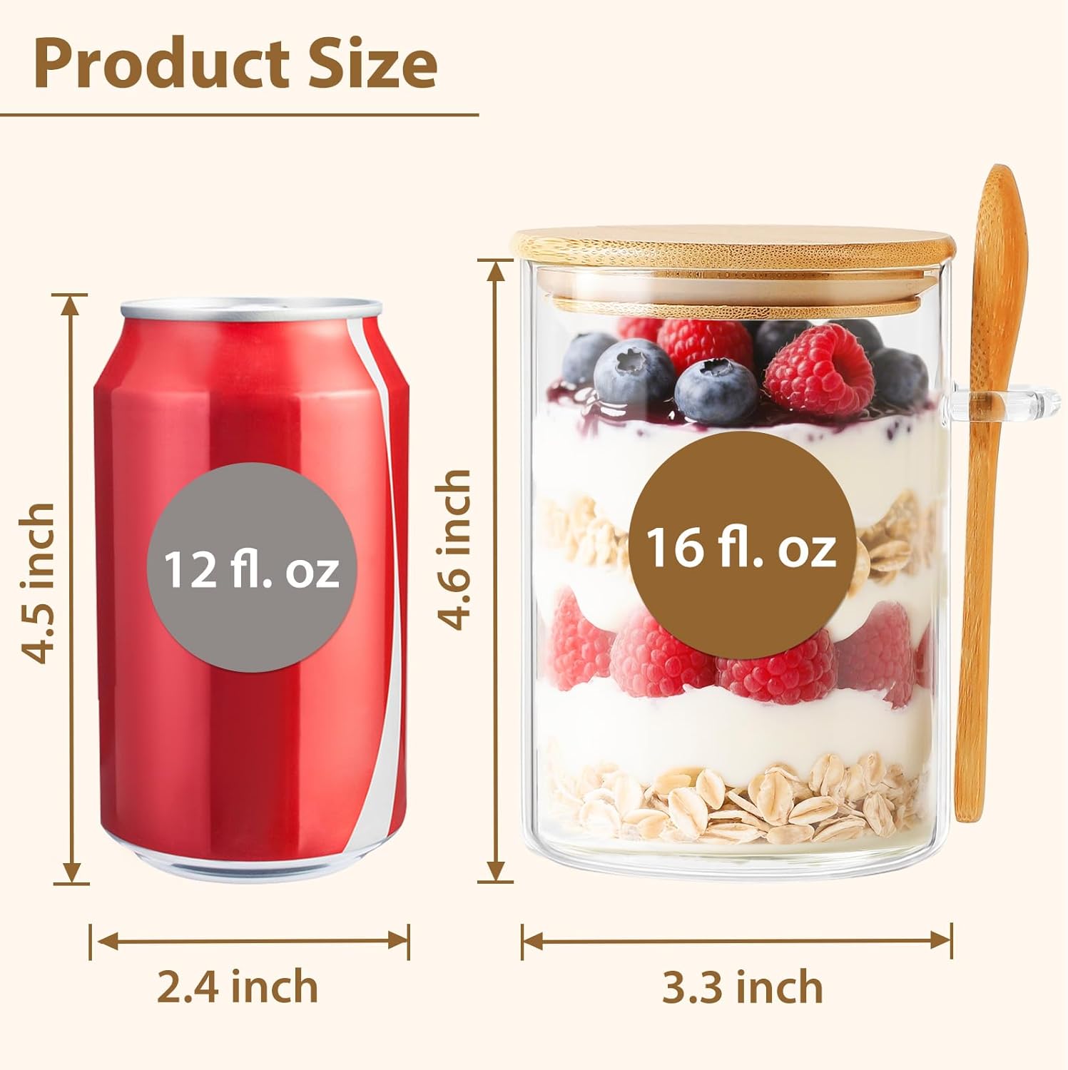 6 Pack Overnight Oats Containe - Meal Prep Glass Containers With Lids reseña y precio