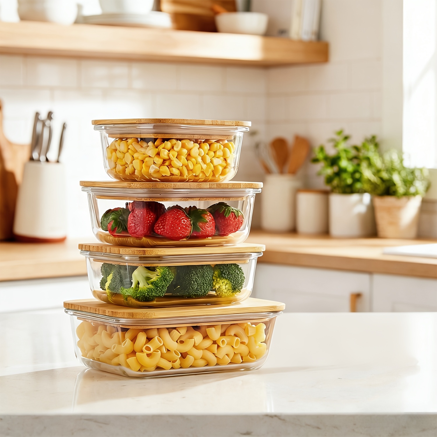 8pcs(4pcs Containers And 4pcs  - Meal Prep Glass Containers With Lids reseña y precio