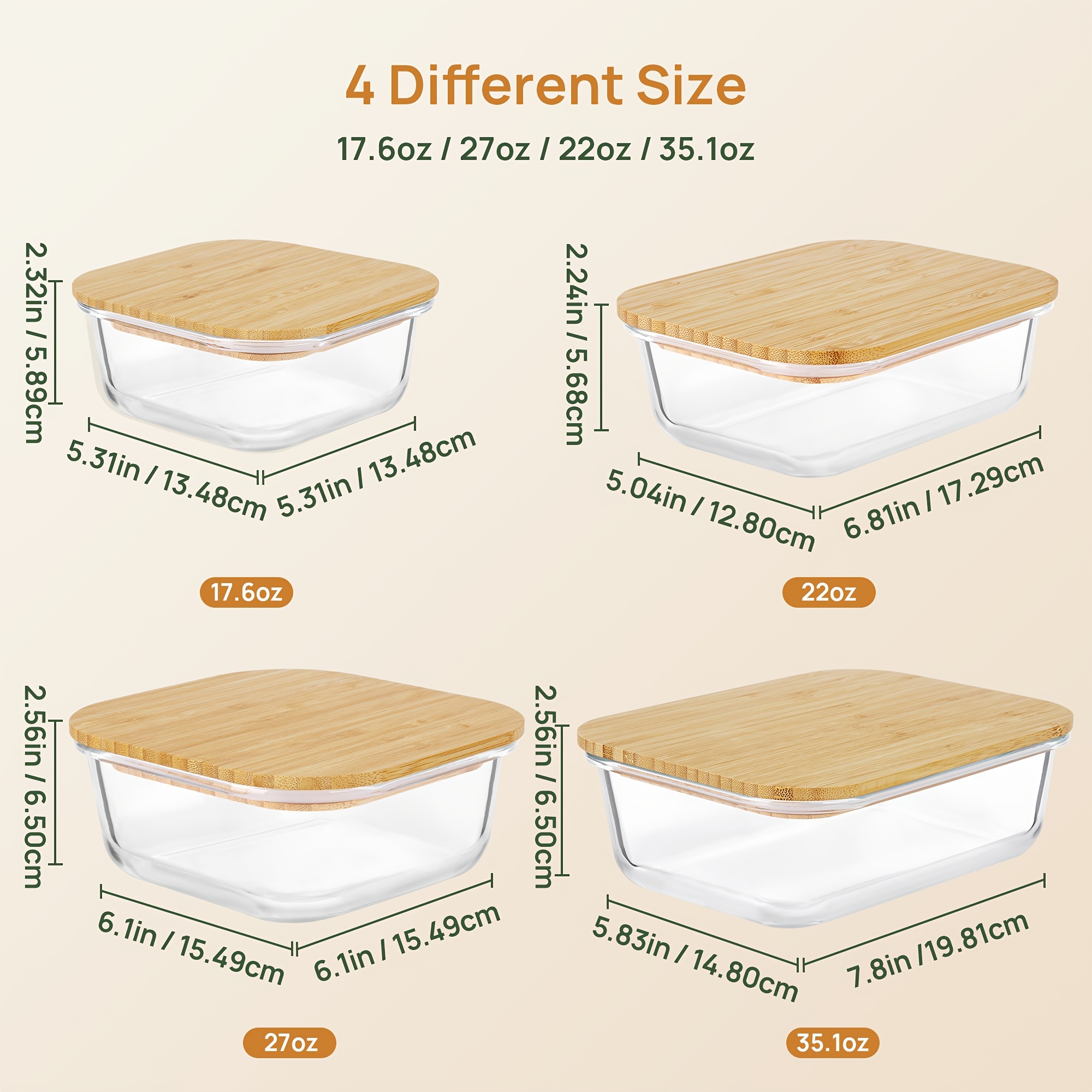 8pcs(4pcs Containers And 4pcs  - Meal Prep Glass Containers With Lids reseña y precio