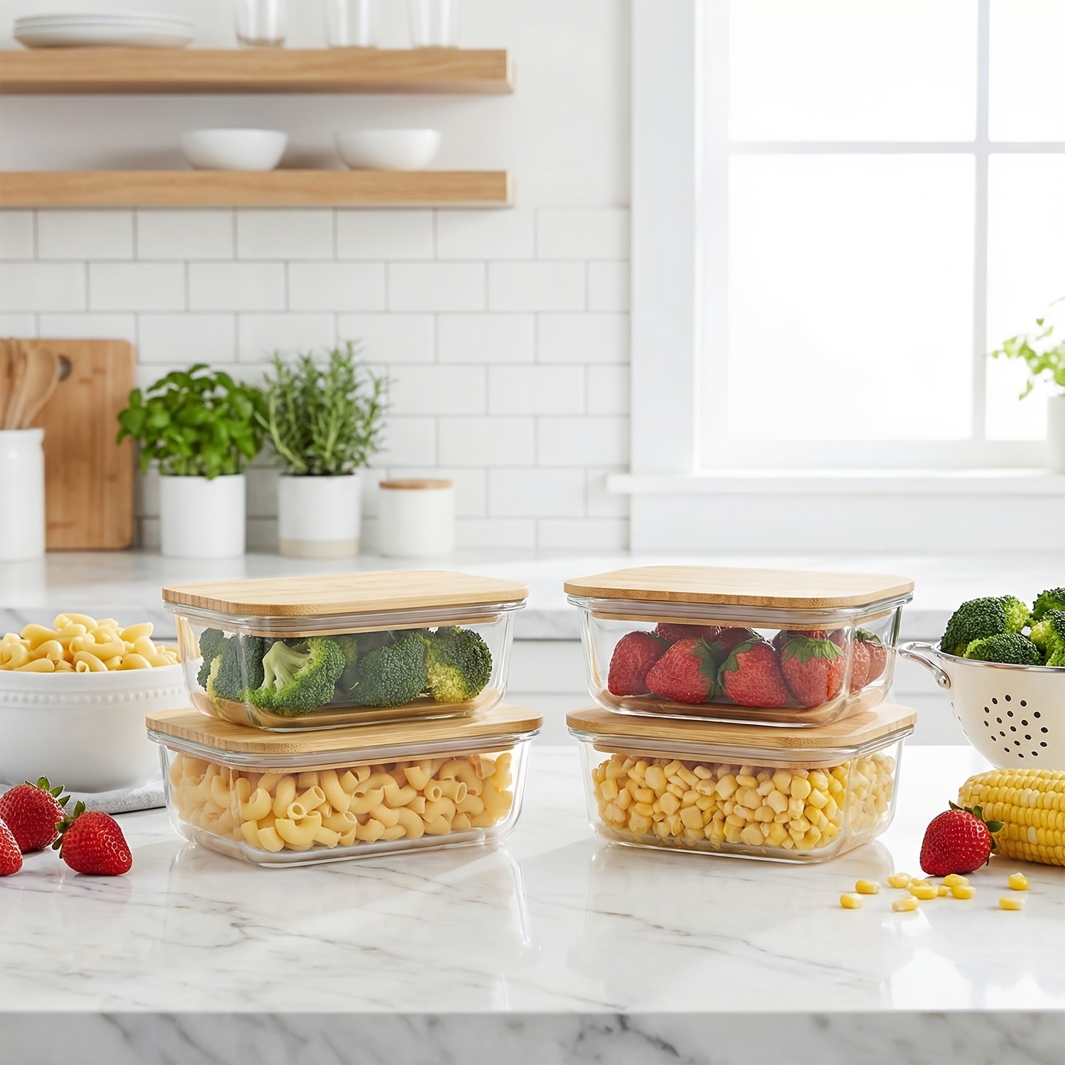 8pcs(4pcs Containers And 4pcs  - Meal Prep Glass Containers With Lids reseña y precio