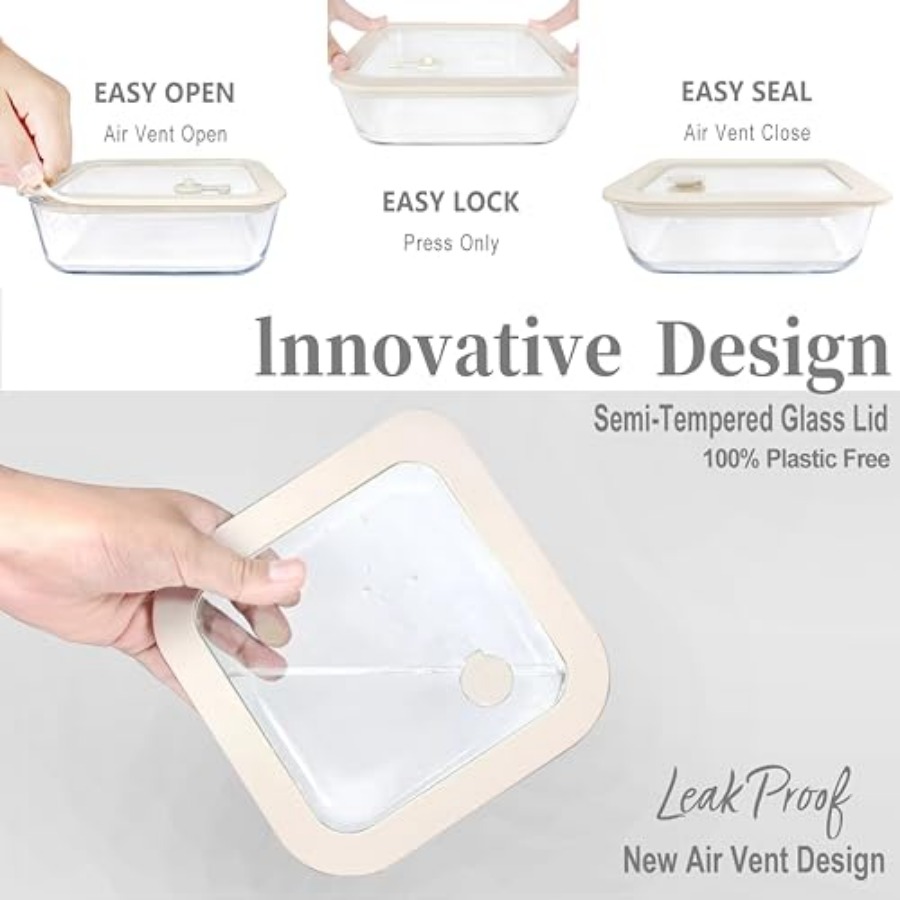 Glass Food Container Set with  - Meal Prep Glass Containers With Lids reseña y precio