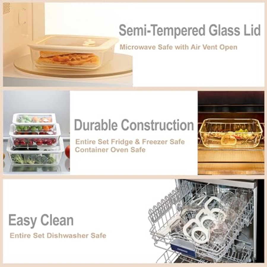 Glass Food Container Set with  - Meal Prep Glass Containers With Lids reseña y precio