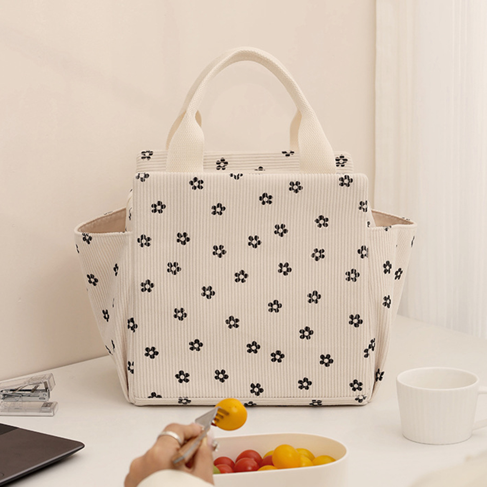 Insulated Corduroy Lunch Bag w - Meal Prep Cold Lunches reseña y precio