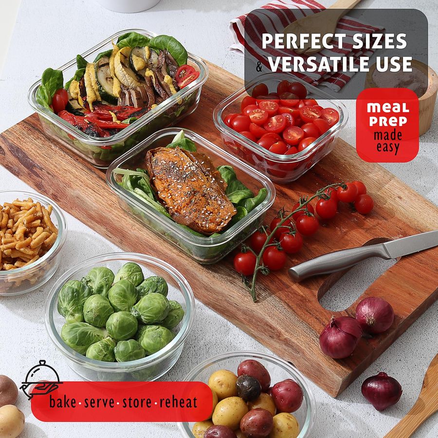 48pc Glass Storage Containers  - Meal Prep Glass Containers With Lids reseña y precio