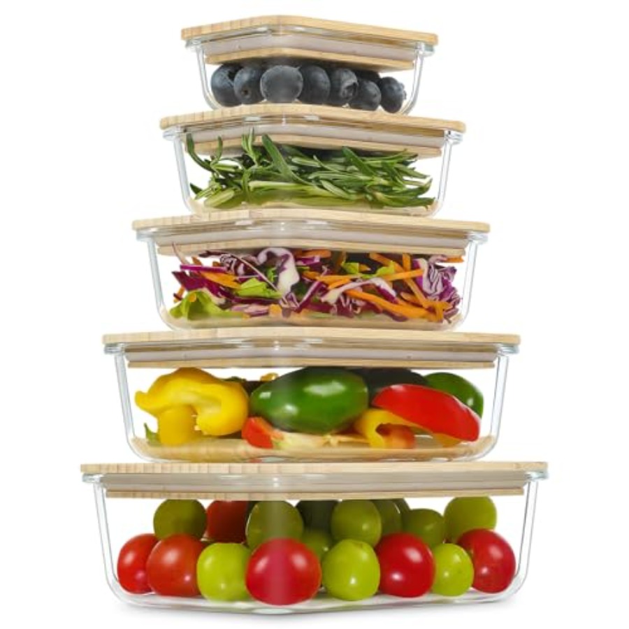 Glass Containers with Bamboo L - Meal Prep Glass Containers With Lids reseña y precio