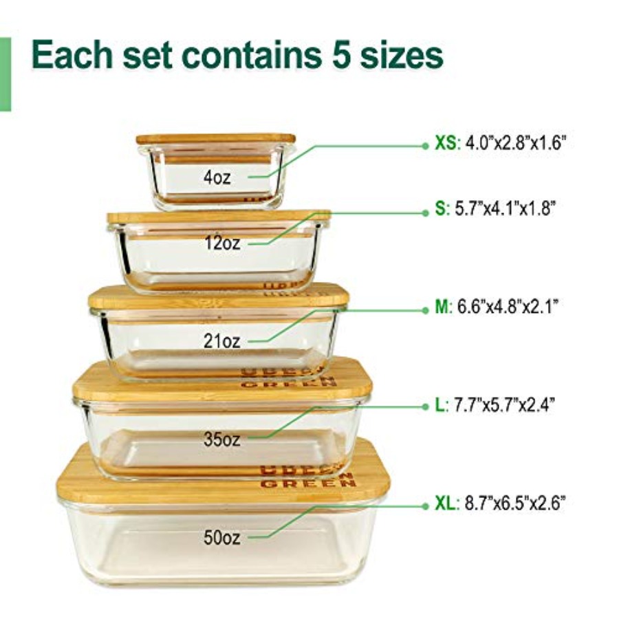 Glass Containers with Bamboo L - Meal Prep Glass Containers With Lids reseña y precio