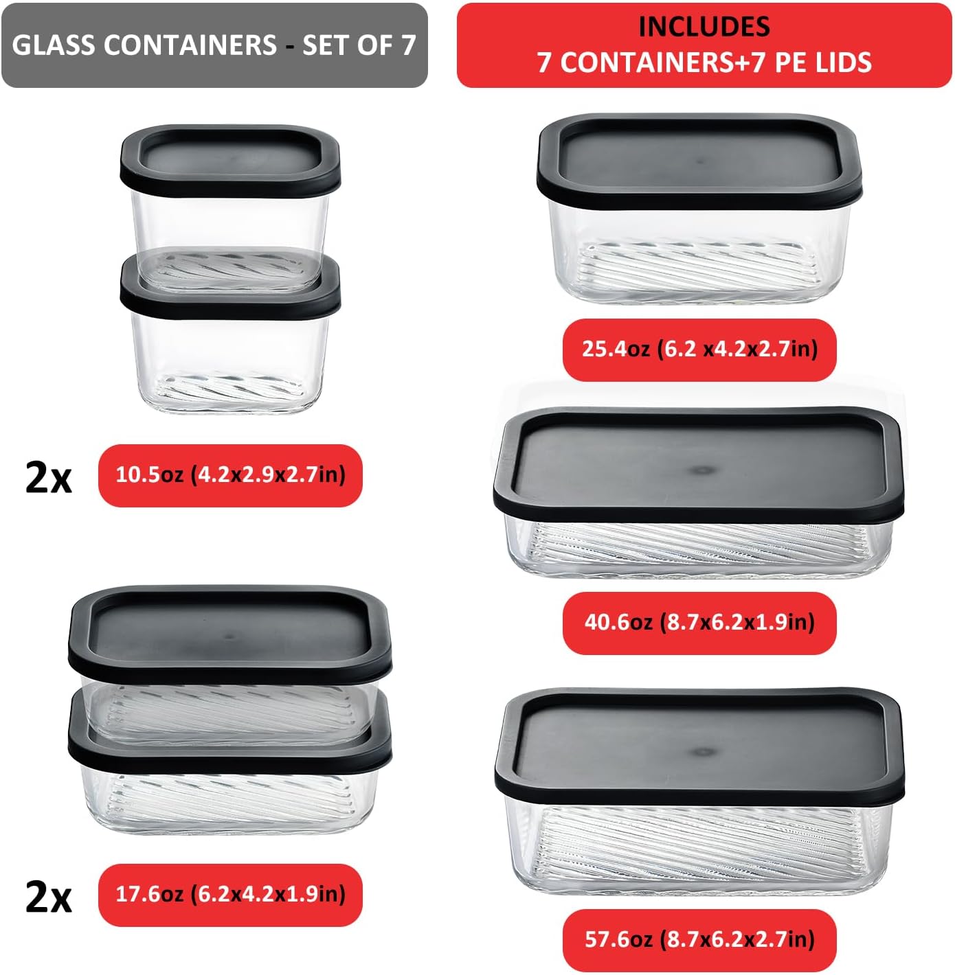 7 Pack Glass Meal Prep Contain - Meal Prep Glass Containers With Lids reseña y precio