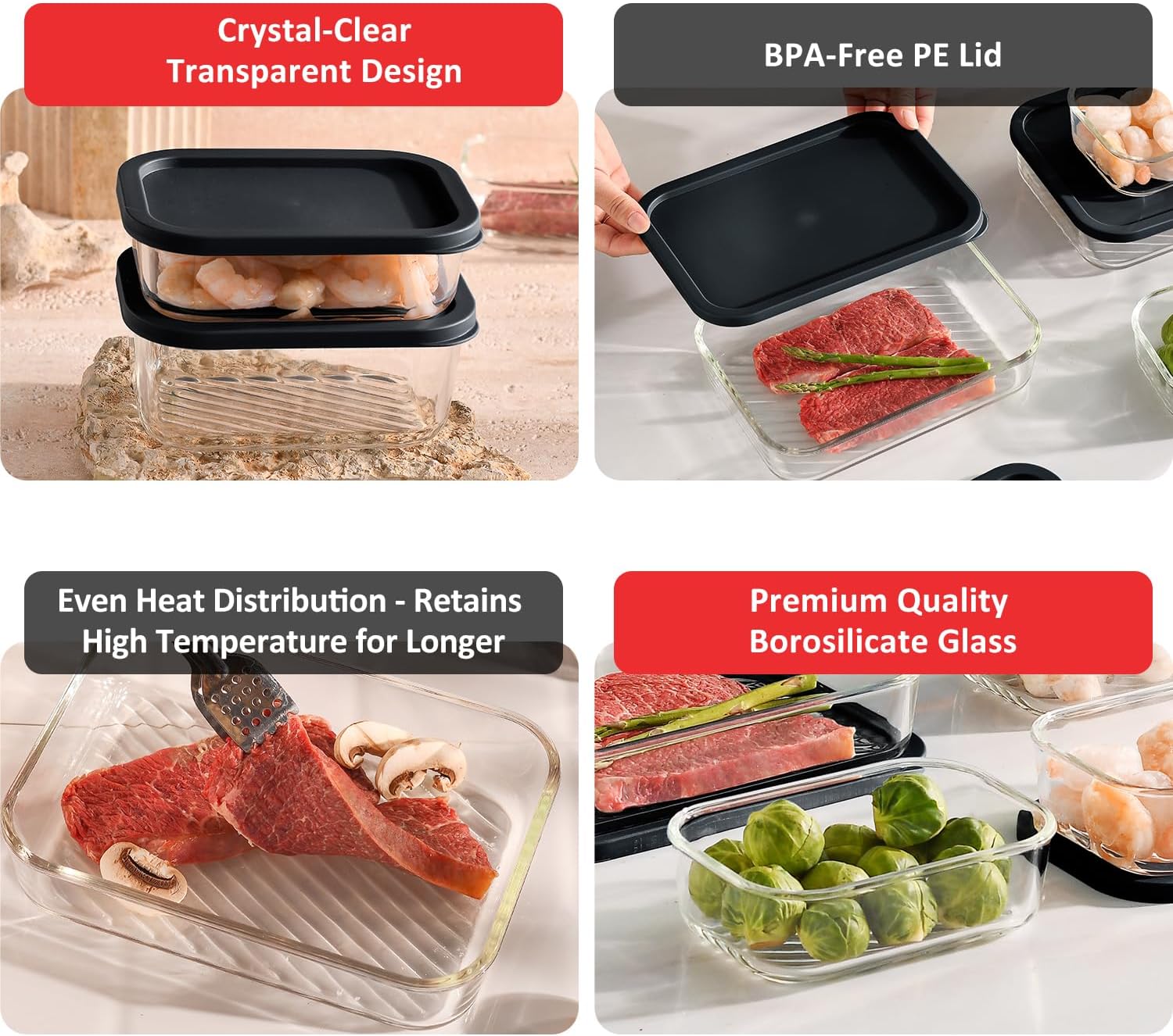 7 Pack Glass Meal Prep Contain - Meal Prep Glass Containers With Lids reseña y precio