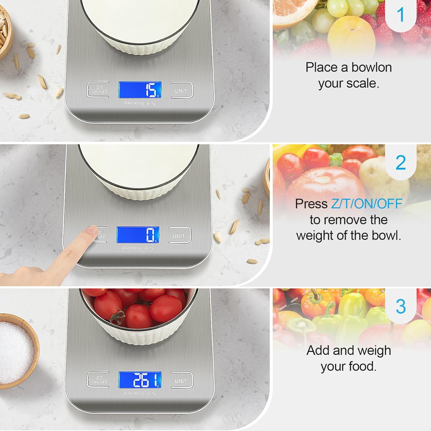 Food Scale, Kitchen Scale, Wei - Meal Prep For Weight Loss reseña y precio