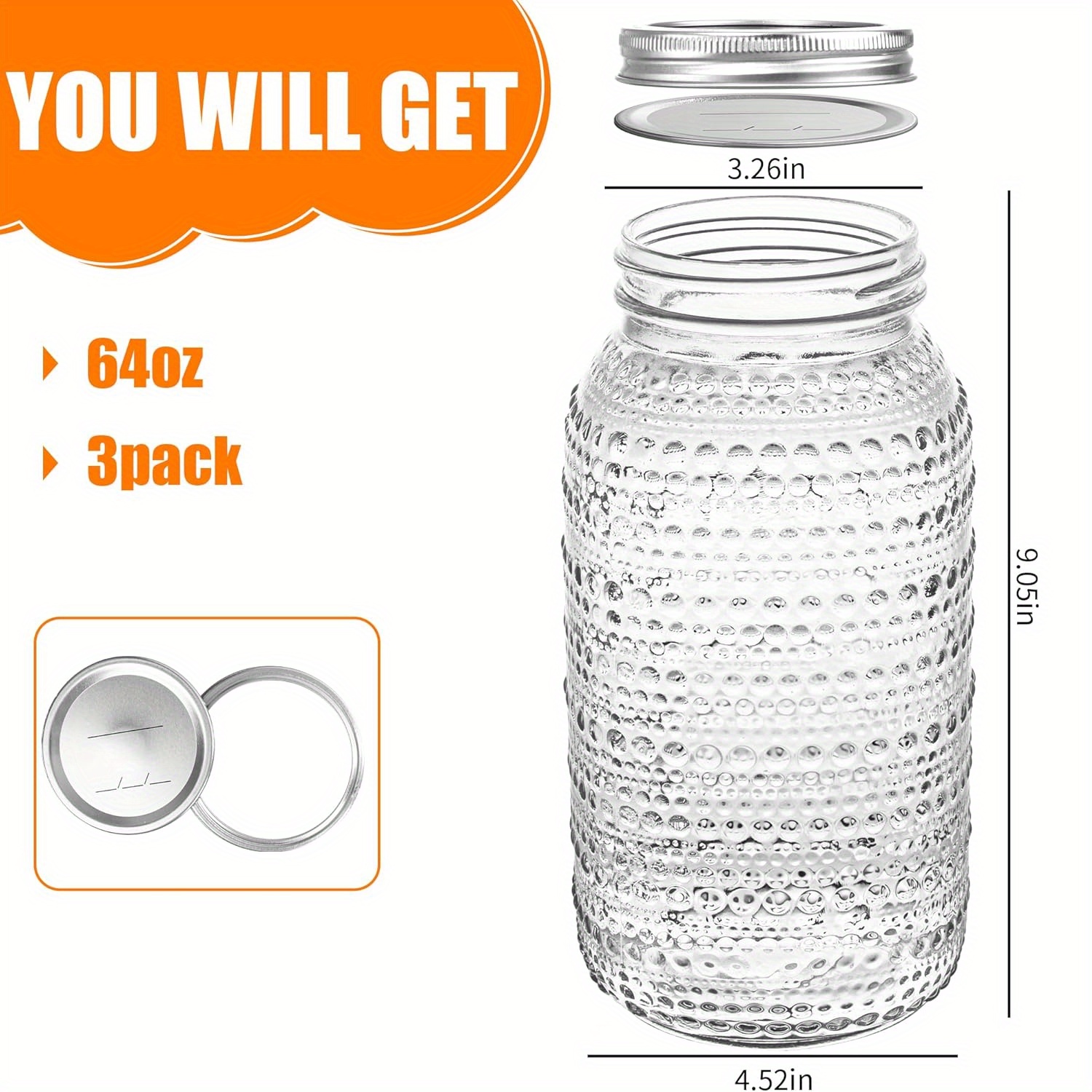 usMason Jars 64oz with Lids Wi - Meal Prep Meal Ideas reseña y precio