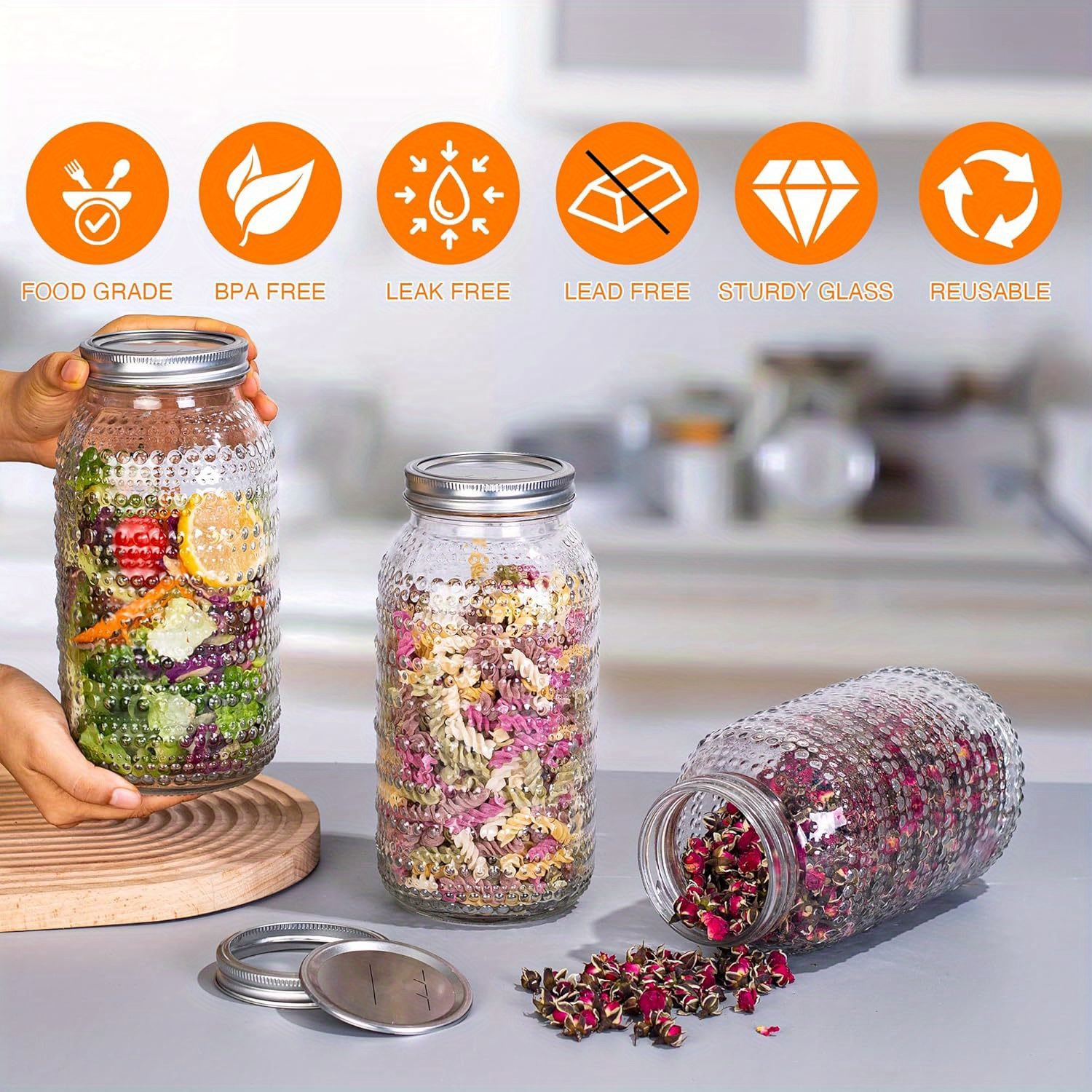 usMason Jars 64oz with Lids Wi - Meal Prep Meal Ideas reseña y precio