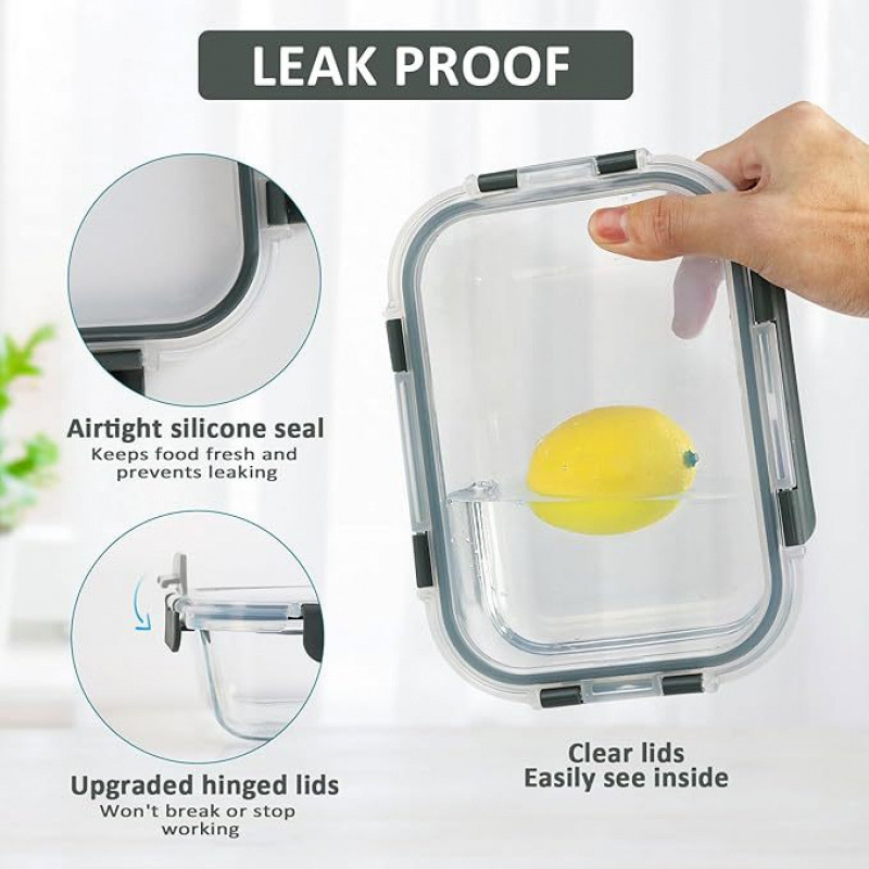 Glass Food Storage Container W - Meal Prep Glass Containers With Lids reseña y precio