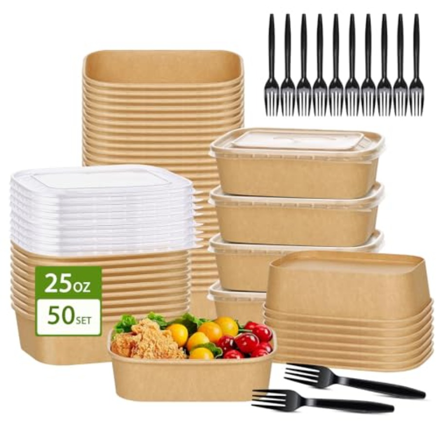 Pack Paper Bowls, Disposable F - Meal Prep Diet reseña y precio