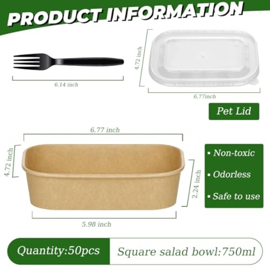 Pack Paper Bowls, Disposable F - Meal Prep Diet reseña y precio