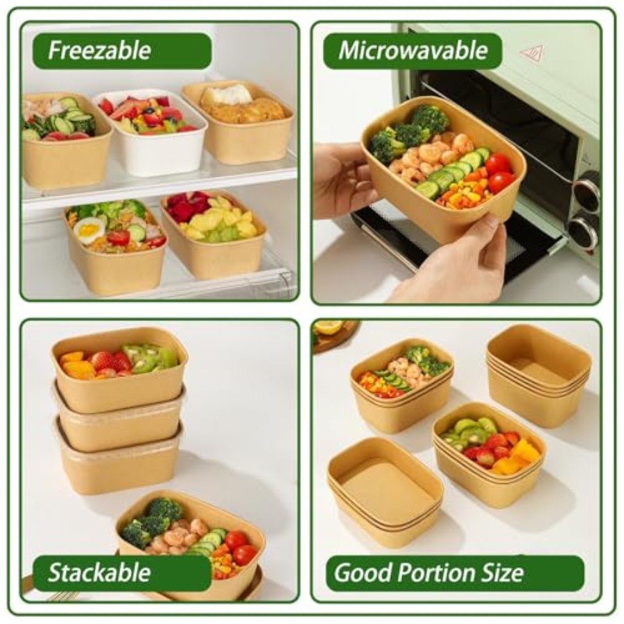 Pack Paper Bowls, Disposable F - Meal Prep Diet reseña y precio