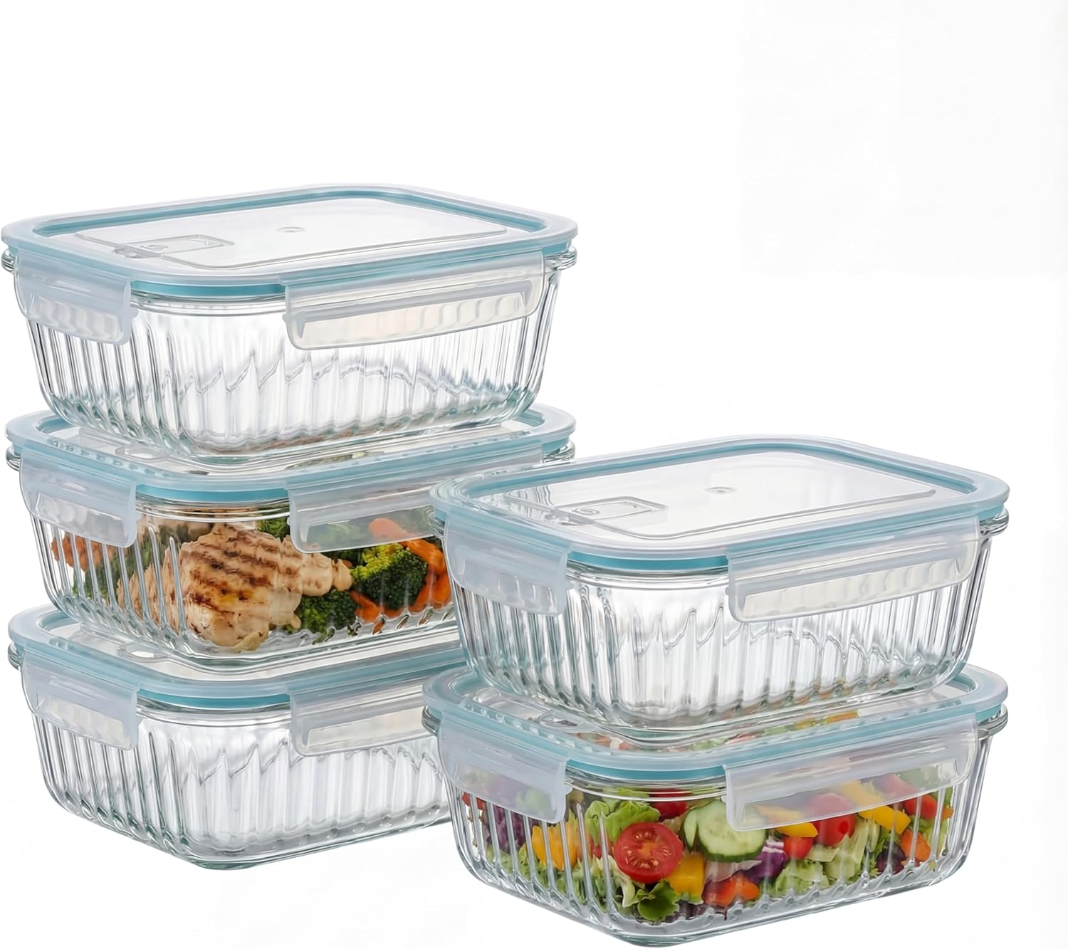 5-Packs, 36 Oz Glass Meal Prep - Meal Prep Glass Containers With Lids reseña y precio