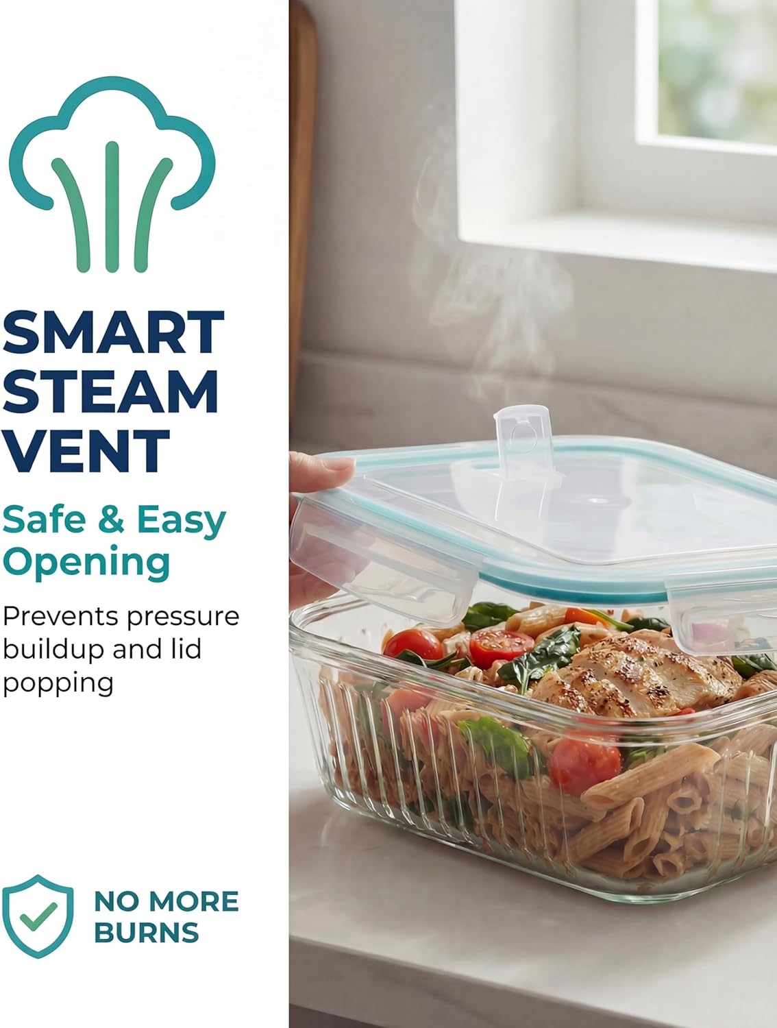 5-Packs, 36 Oz Glass Meal Prep - Meal Prep Glass Containers With Lids reseña y precio