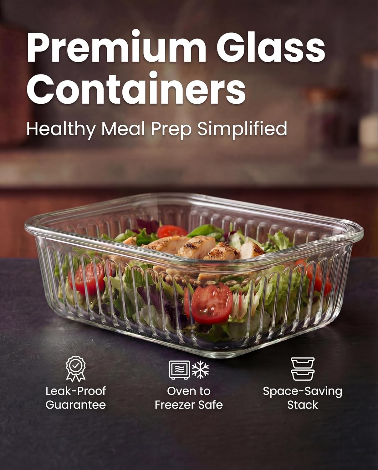 5-Packs, 36 Oz Glass Meal Prep - Meal Prep Glass Containers With Lids reseña y precio