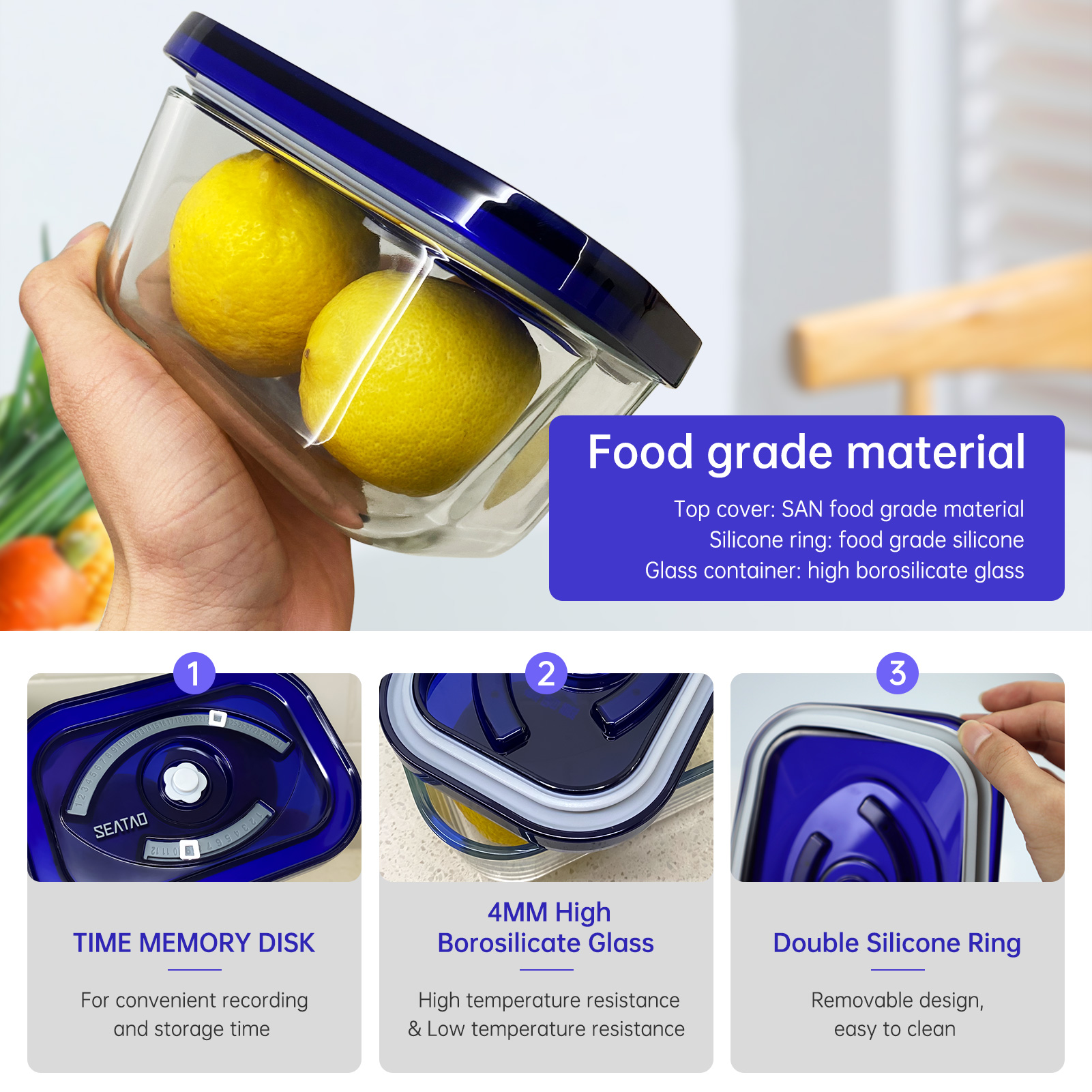 SEATAO Glass Food Storage Cont - Meal Prep Glass Containers With Lids reseña y precio
